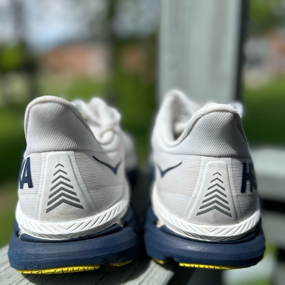 HOKA Men’s Clifton 7 size 12 White Navy Comfort Sneaker Running Trainers - Picture 10 of 14